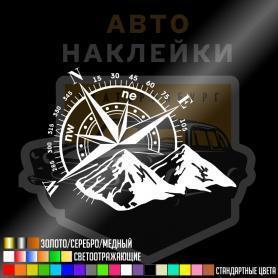 Наклейка Компас и горы
